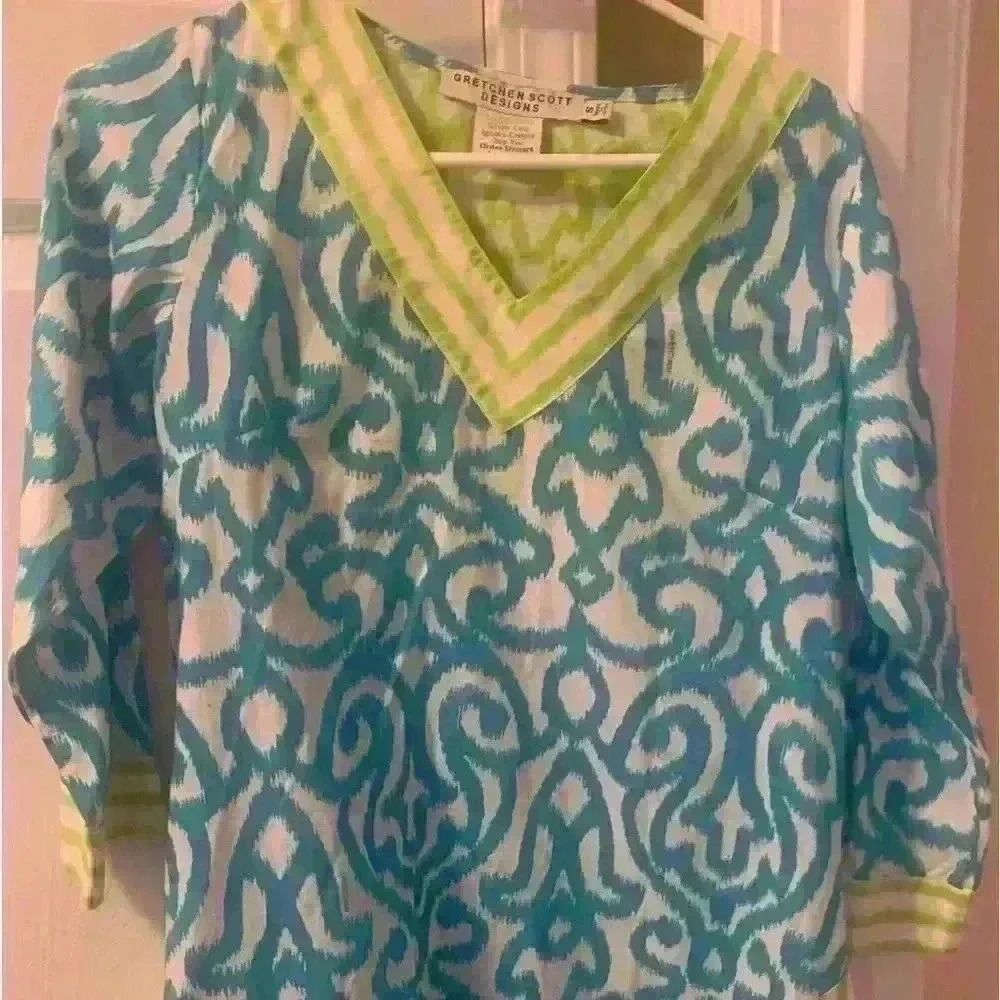 Gretchen Scott Designs top Sz S Blue Green